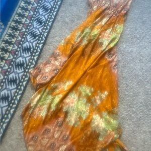 Floral Orange Maxi Dress - Women